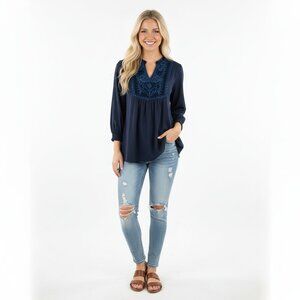 SUZANNE BETRO top navy blue top size medium